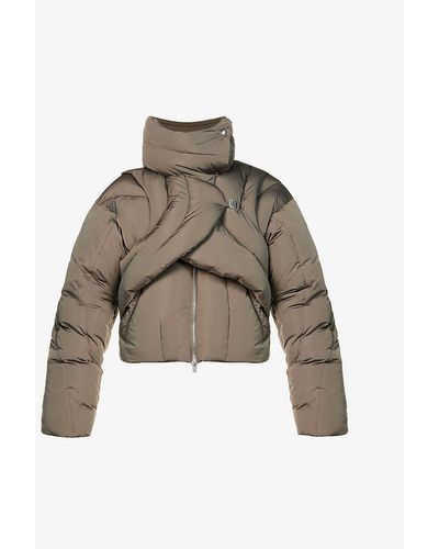 HELIOT EMIL Connective Front-overlay Shell-down Jacket - Natural