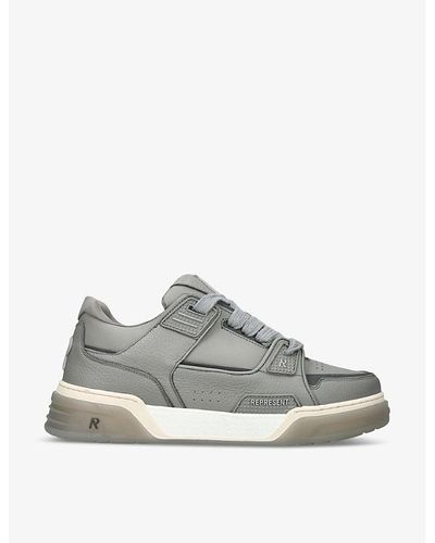 Represent Studio Paneled Leather Mid-top Sneakers - Gray