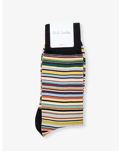 Paul Smith Signature Stripe-pattern Cotton-blend Knitted Socks - Multicolor