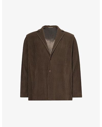 Homme Plissé Issey Miyake Basic Single-breasted Knitted Jacket X - Brown
