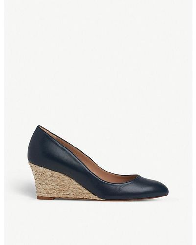 LK Bennett Eevi Espadrille Leather Wedges - Blue