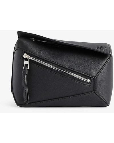 Loewe Puzzle Edge Brand-debossed Mini Leather Bum Bag - Black