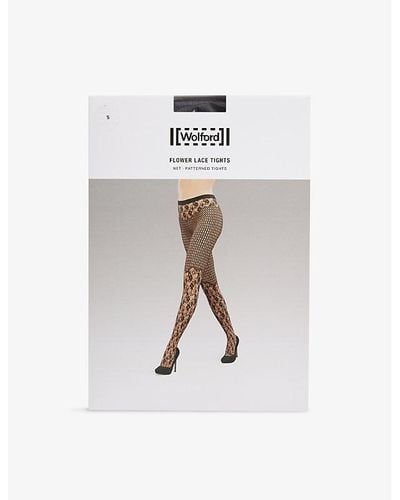 Wolford Floral-lace High-rise Stretch-woven Tights - White