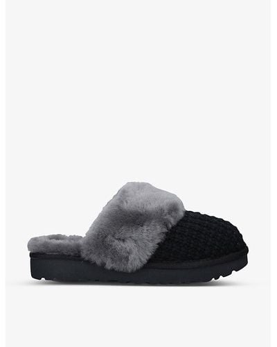 UGG Cosy Cable-knit Sheepskin Slippers - Black