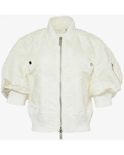 Sacai Ruched-sleeve Padded Shell Jacket X - White