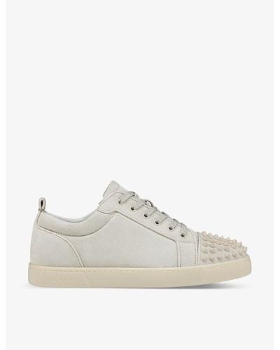 Christian Louboutin Louis Junior Spikes Orlato Studded Leather Low-top Sneakers - White