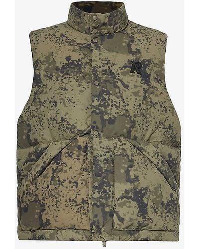 Represent Uflage-pattern Funnel-neck Shell-down Gilet X - Green