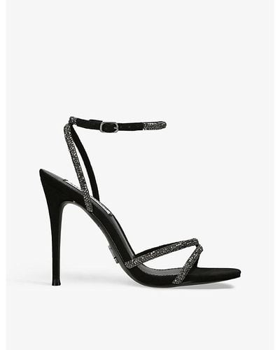 Steve Madden Bryanna Rhinestone-embellished Stiletto-heel Woven Sandals - Black