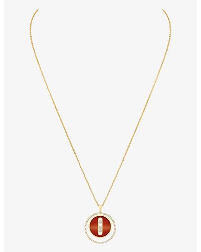 Messika Lucky Move 18ct Yellow-gold, 0.3ct Diamond And Carnelian Necklace - Metallic