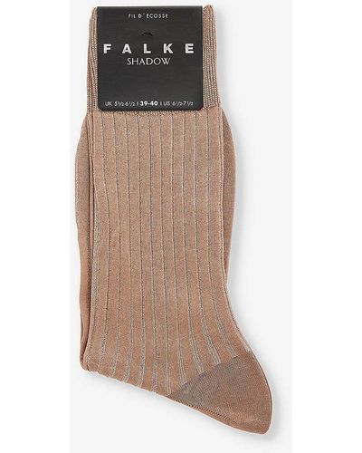 FALKE Shadow Mid-calf Cotton-blend Knitted Socks - Natural