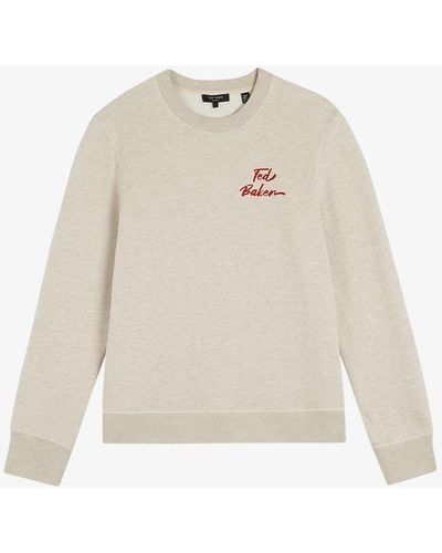 Ted Baker Trophey Brand-print Cotton Sweatshirt - Natural
