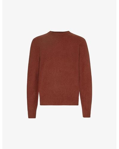 Eleventy Crewneck Brushed-texture Wool And Cashmere-blend Sweater Xx - Red