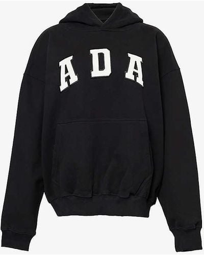 ADANOLA Oversized-fit Logo-embroidered Organic-cotton Hoody - Black