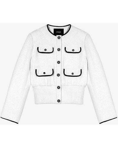 Maje Contrast-trim Flap-pocket Woven Jacket - White