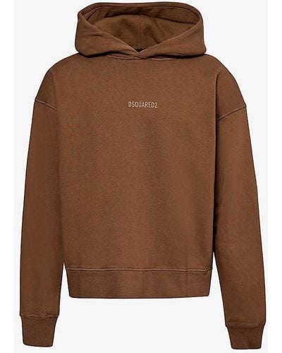 DSquared² Logo-print Relaxed-fit Cotton-jersey Hoody X - Brown