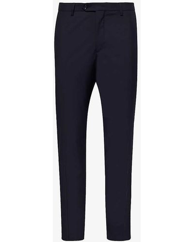 Oscar Jacobson Diego Regular-fit Tapered Leg Wool Trousers - Blue