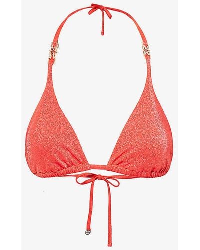 Max Mara Alea Metallic-thread Triangle Bikini Top - Red