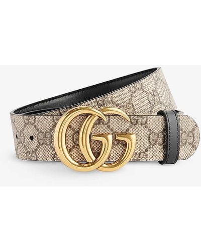 Gucci Double G Reversible Leather Belt - Metallic