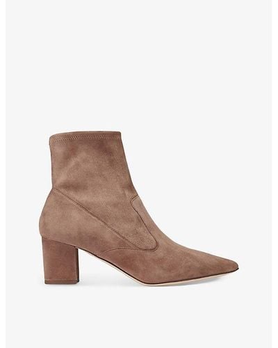 LK Bennett Alina Pointed-toe Suede Ankle Boots - Brown