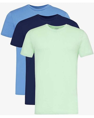Polo Ralph Lauren Regular-fit Short-sleeve Pack Of Three Cotton-jersey T-shirts - Blue