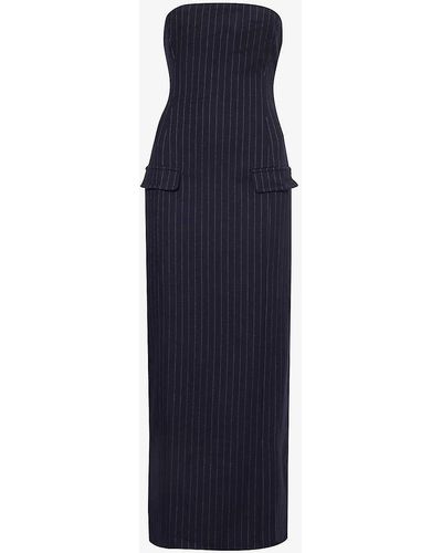 4th & Reckless Carly Pinstriped Stretch-woven Midi Dress - Blue