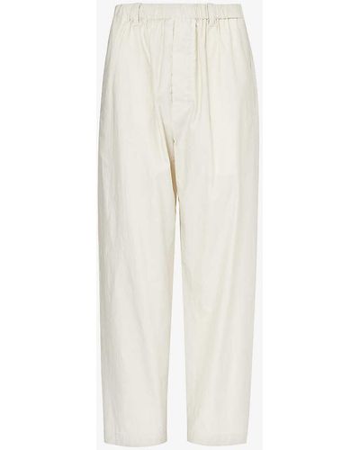 Lemaire Relaxed-fit Side-pocket Cotton And Silk-blend Trousers - White