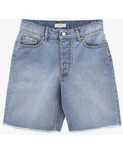 IKKS Raw-hem High-rise Denim Shorts - Blue