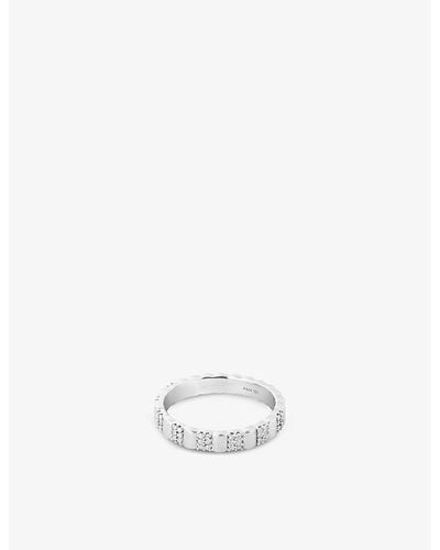 Astrid & Miyu Ridged-band Sterling-silver And Cubic Zirconia Ring - White