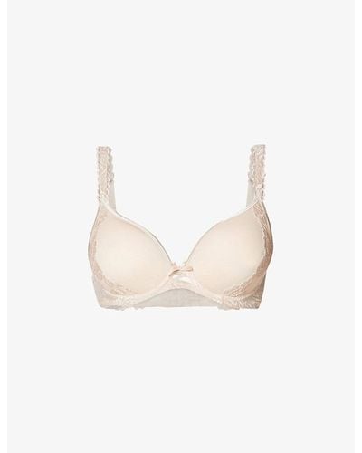 Aubade Softessence Floral-embroidered Stretch-mesh Spacer Bra - Natural