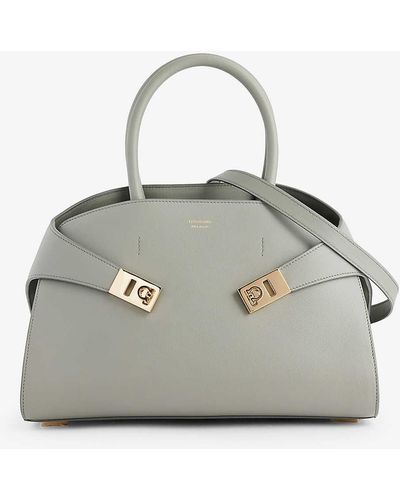 Ferragamo Hug Soft Leather Top-handle Bag - Grey
