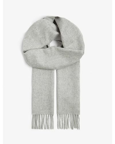 Johnstons of Elgin Personalised Fringed Cashmere Scarf - Gray