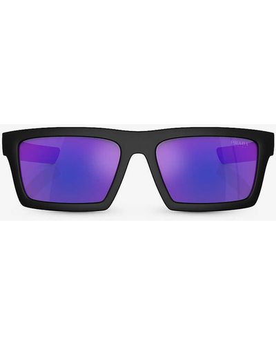Prada Linea Rossa Ps 02zsu Rectangle-frame Injected Sunglasses - Purple