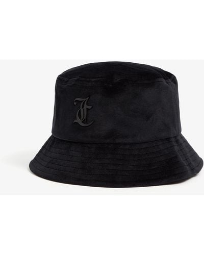 Juicy Couture Eleana Logo-plaque Velour Bucket Hat - Black