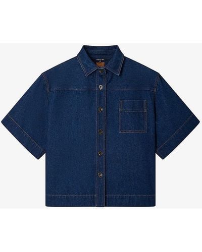 Soeur Antoinette Patch-pocket Denim Shirt - Blue