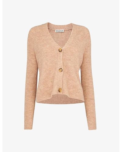 Whistles Ribbed Stretch-woven Cardigan - Natural
