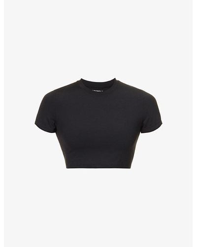 ADANOLA Fitted Cropped Stretch-woven T-shirt - Black