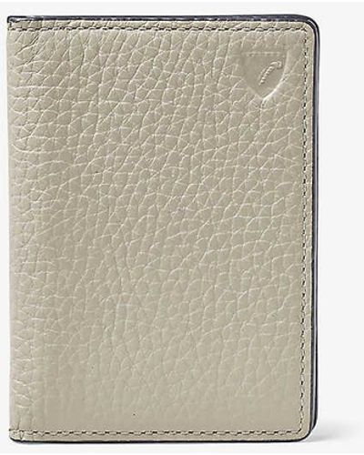 Aspinal of London Double-folded Pebble Leather Credit-card Holder - White