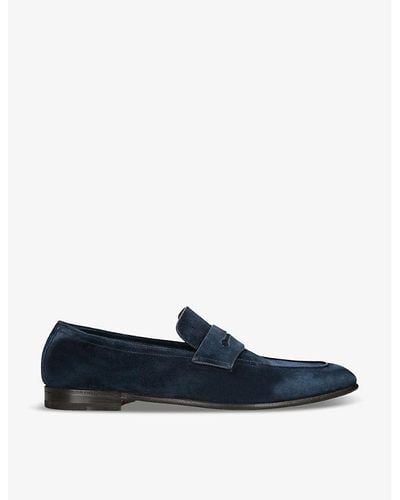 ZEGNA L'asola Suede Penny Loafers - Blue