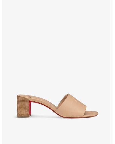 Christian Louboutin So Cl 55 Leather Heeled Mules - Natural
