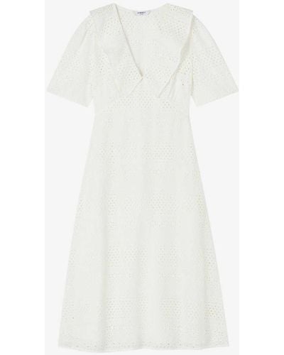 LK Bennett Ella Broderie-anglaise Cotton Midi Dress - White