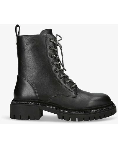 Carvela Kurt Geiger Dazzle Sparkle-lace Leather Ankle Boots - Black
