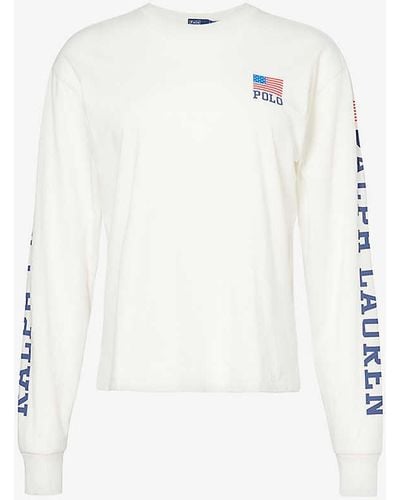Polo Ralph Lauren Logo Text-print Cotton-jersey T-shirt - White