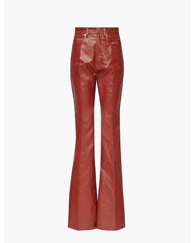 Rick Owens Cardil Red Coated High-rise Slim-fit Cotton-blend Jeans