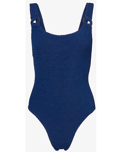 Hunza G Domino Scooped-back Swimsuit - Blue