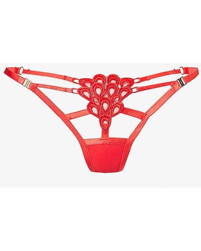 Bluebella Aria Cut-out Mesh Thong - Red