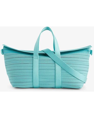 Pleats Please Issey Miyake Pleated Detachable-strap Knitted Shoulder Bag - Blue