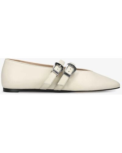 Le Monde Beryl Claudia Double-strap Leather Flats - White