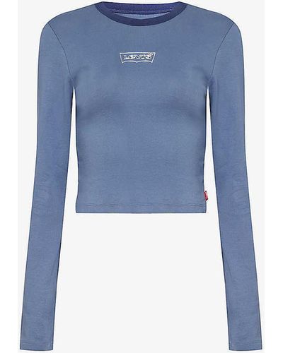 Levi's Slim-fit Logo-plaque Cotton-jersey T-shirt - Blue