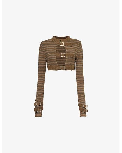 Jaded London Cropped Slim-fit Knitted Top - Natural