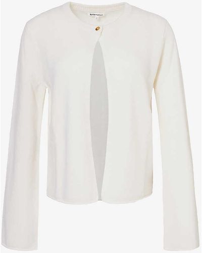 Reformation Liza Round-neck Recycled-cashmere Cardigan - White